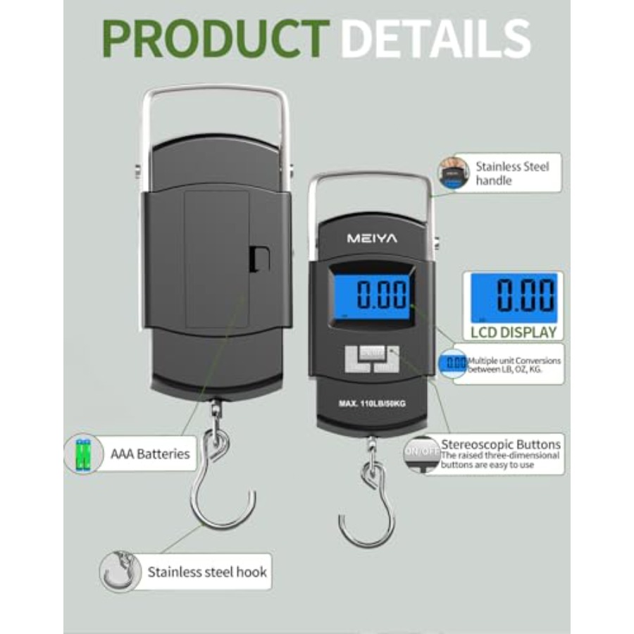 Fish Scale 110lb/50kg Digital  - Fishing Hook ulasan dan harga