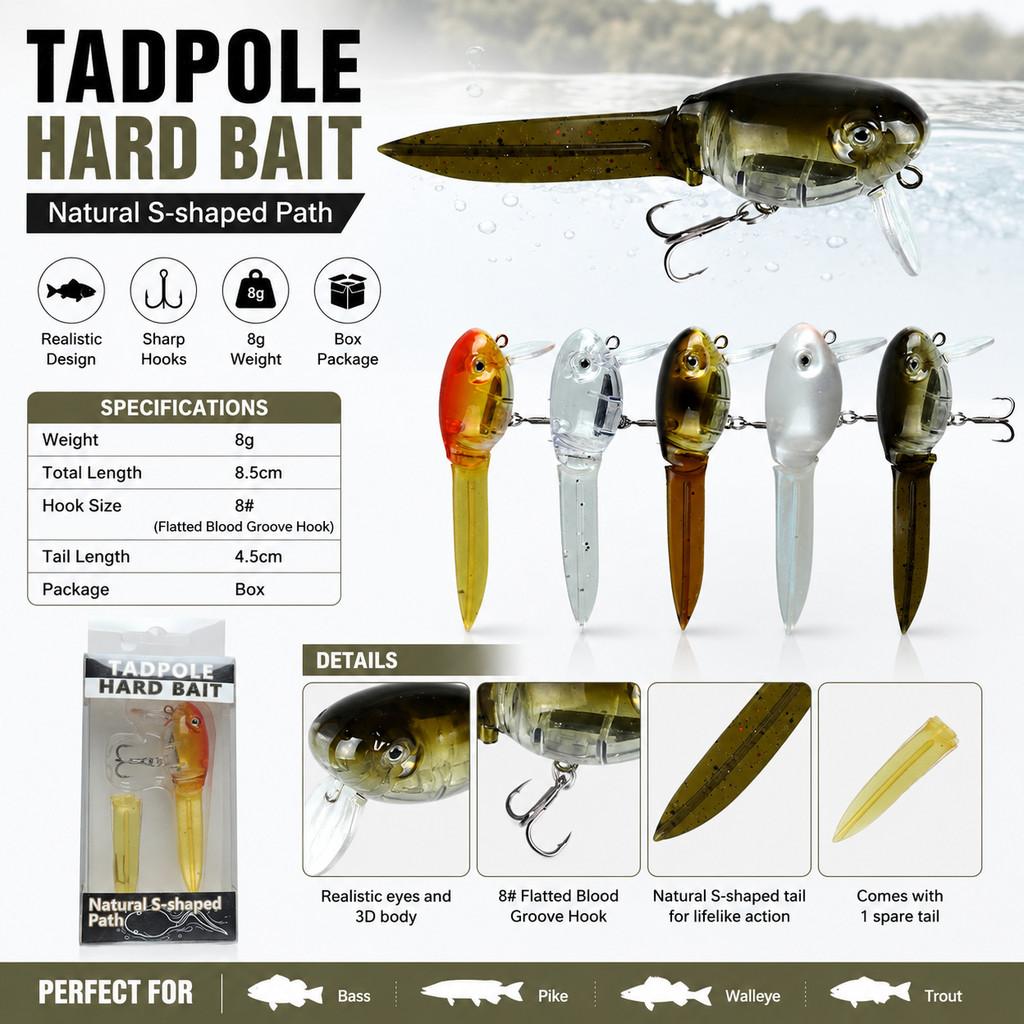 1pcs Tadpole Hard Bait Fishing - Fishing Hook Treble ulasan dan harga
